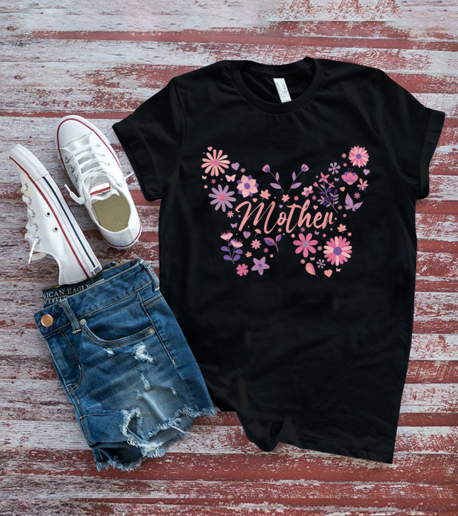 Mother Floral Butterfly Blossoms T-Shirt