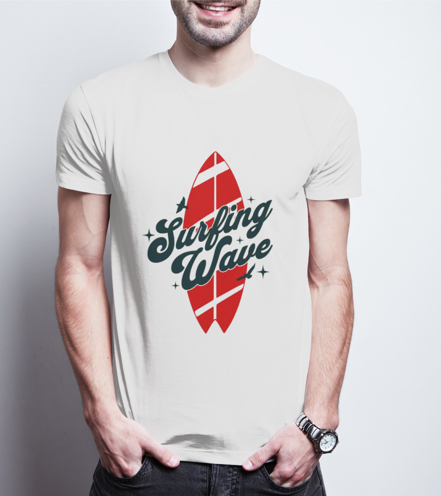 Surfing Wave Red Surfboard T-Shirt