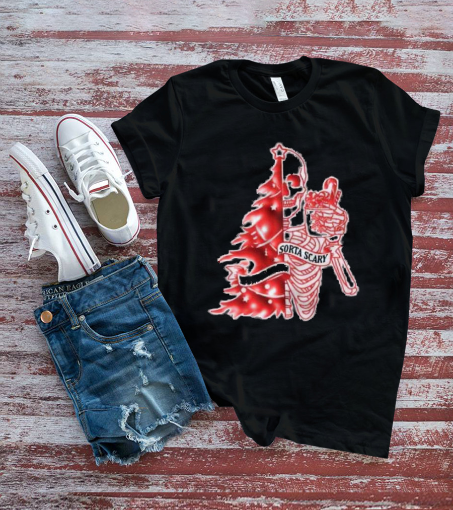 Skeleton Sorta Merry Sorta Scary Christmas Tree Splittinwigz T-Shirt