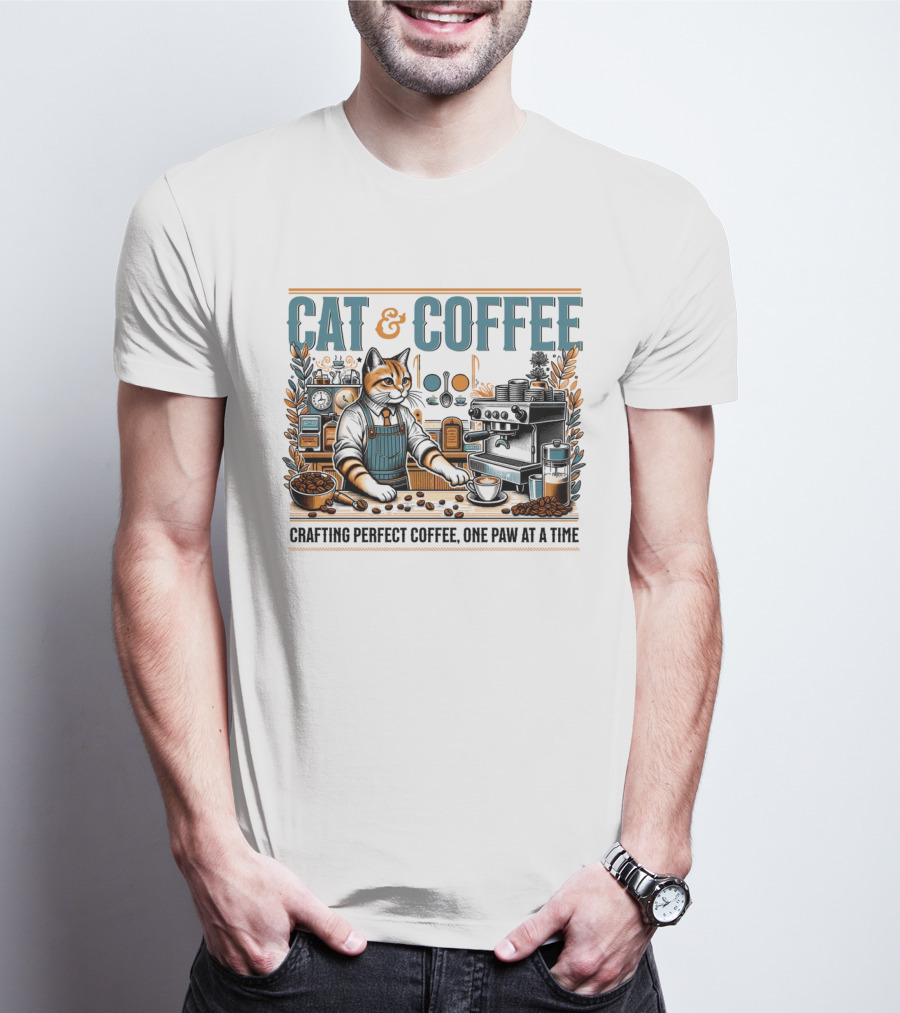 CAT And COFFEE Crafting Perfect Coffee One Paw At A Time T-Shirt