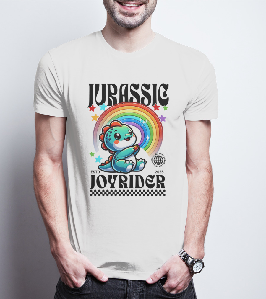 JURASSIC JOYRIDER ESTD 2025 Rainbow Star Dino Club T-Shirt