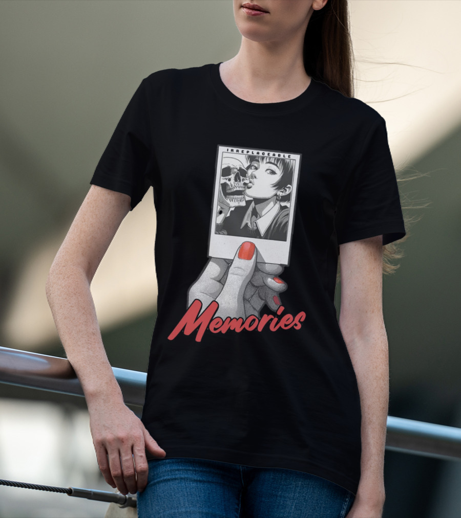 Irreplaceable Memories Polaroid With Skull Kiss T-Shirt