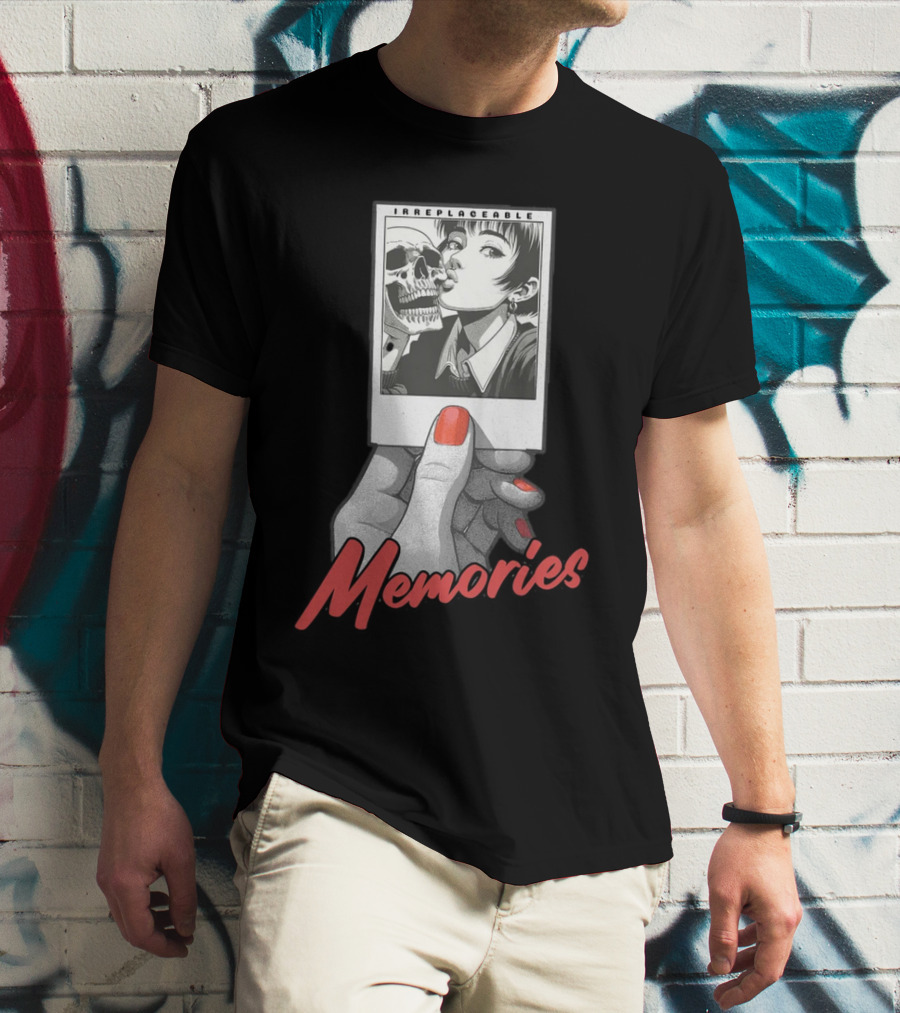 Irreplaceable Memories Polaroid With Skull Kiss T-Shirt