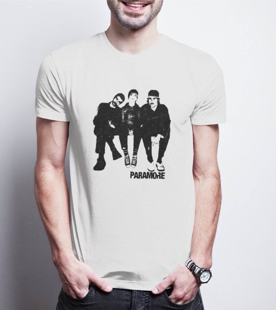 Paramore Music Group Trio Black And White Photo Boyfriend Fit Girls T-Shirt