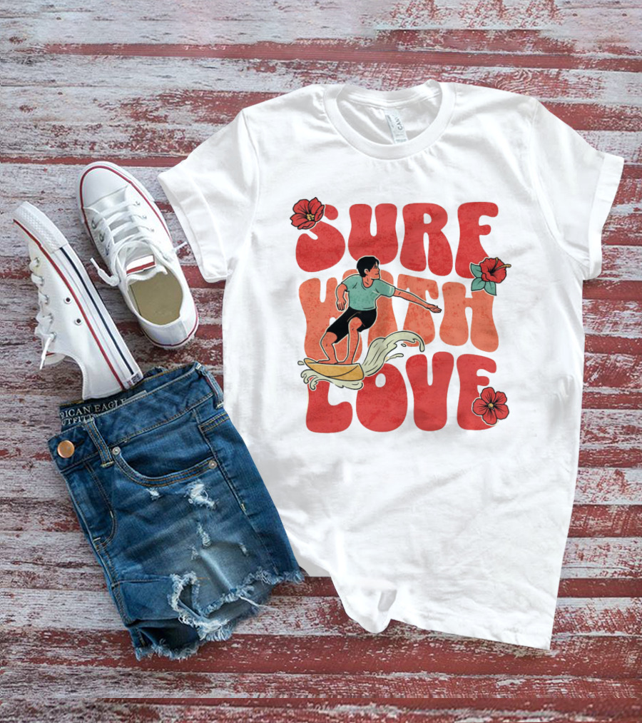 Surf With Love Hibiscus Wave Rider T-Shirt