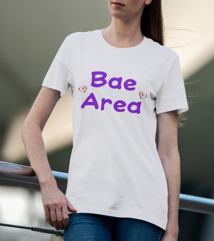 Bae Area Purple Text With Red Hearts T-Shirt