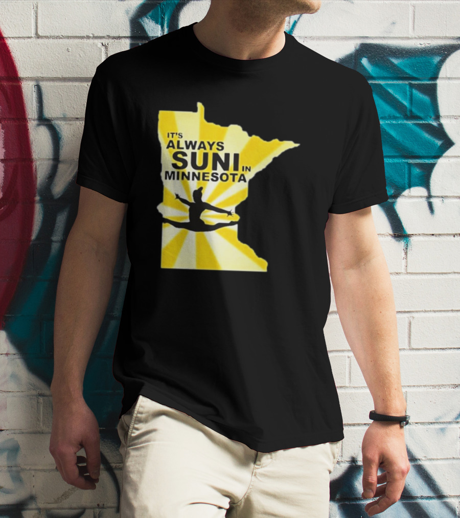 It's Always Suni In Minnesota Gymnastics Silhouette State Outline T-Shirt