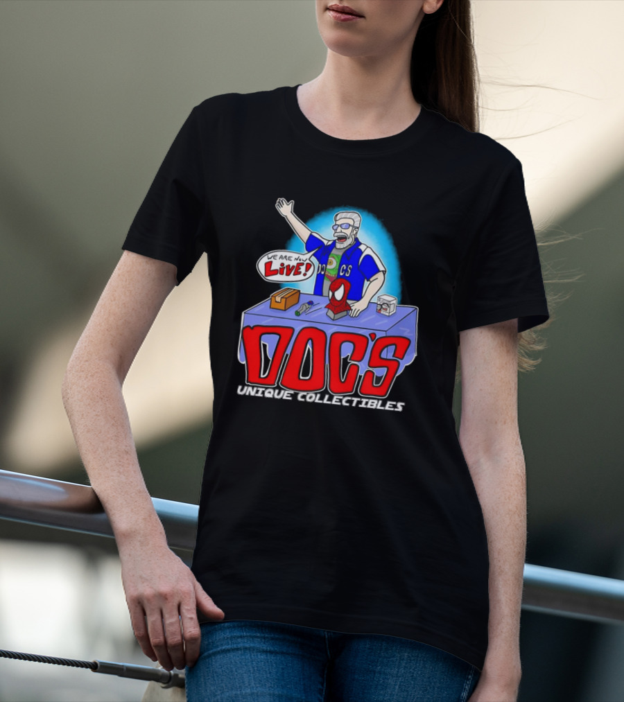 Doc's Unique Collectibles We Are Now Live CS Comic Show Enthusiast T-Shirt