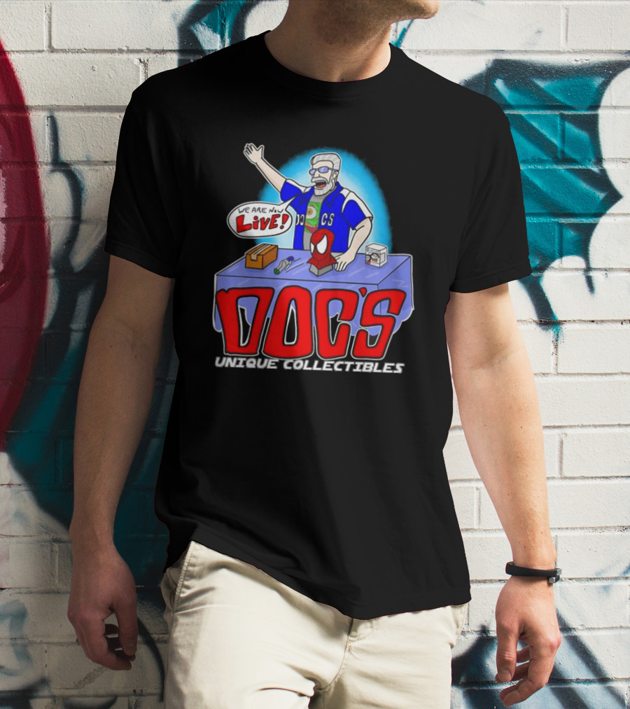 Doc's Unique Collectibles We Are Now Live CS Comic Show Enthusiast T-Shirt