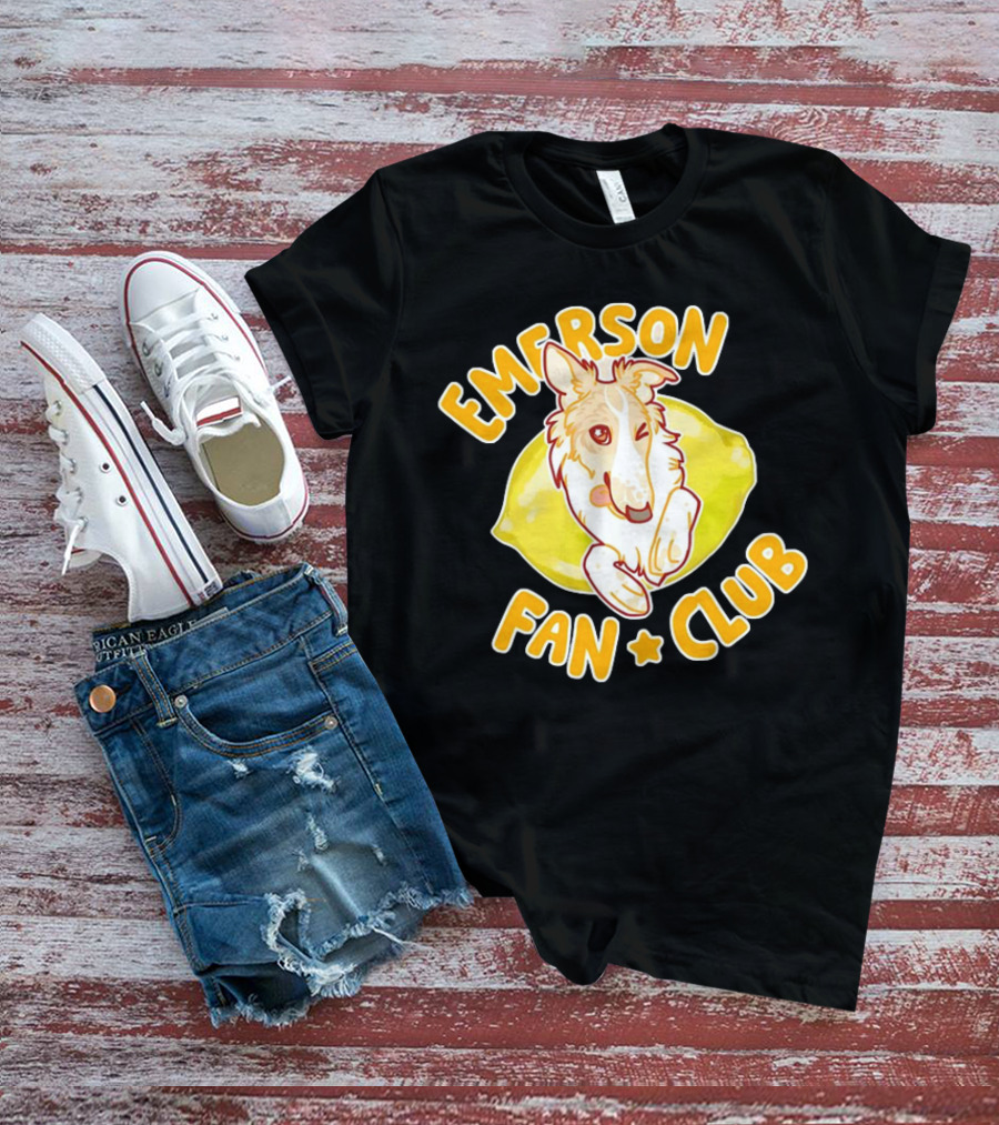 Emerson Fan Club Cute Collie Dog With Lemon T-Shirt