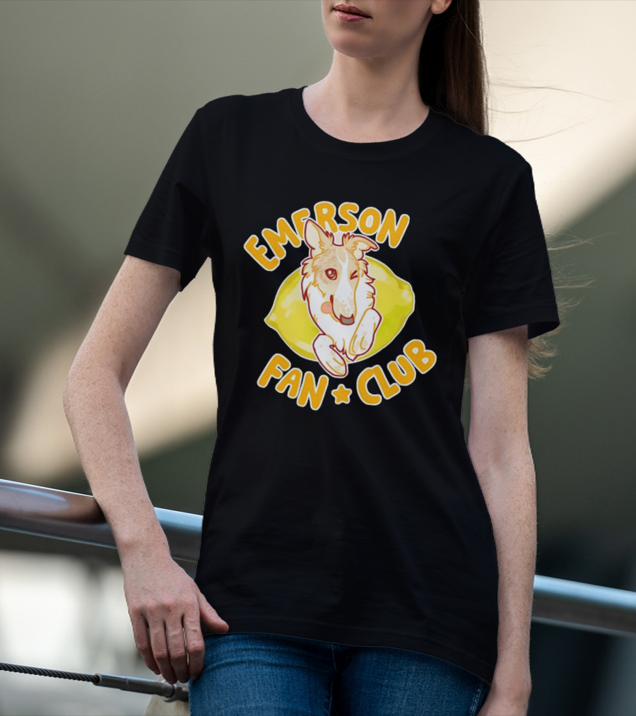 Emerson Fan Club Cute Collie Dog With Lemon T-Shirt
