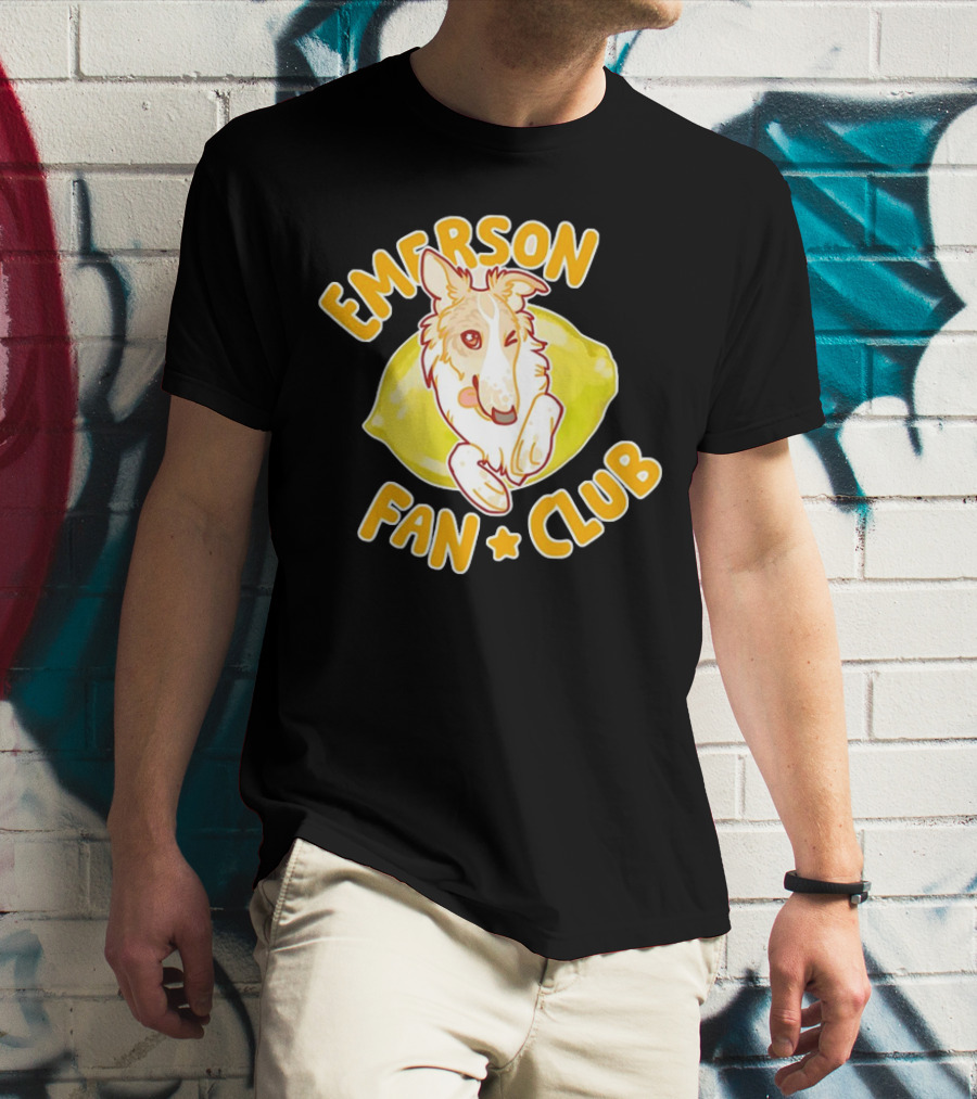 Emerson Fan Club Cute Collie Dog With Lemon T-Shirt