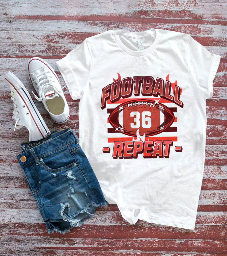 Football Repeat 36 Burn Flames T-Shirt