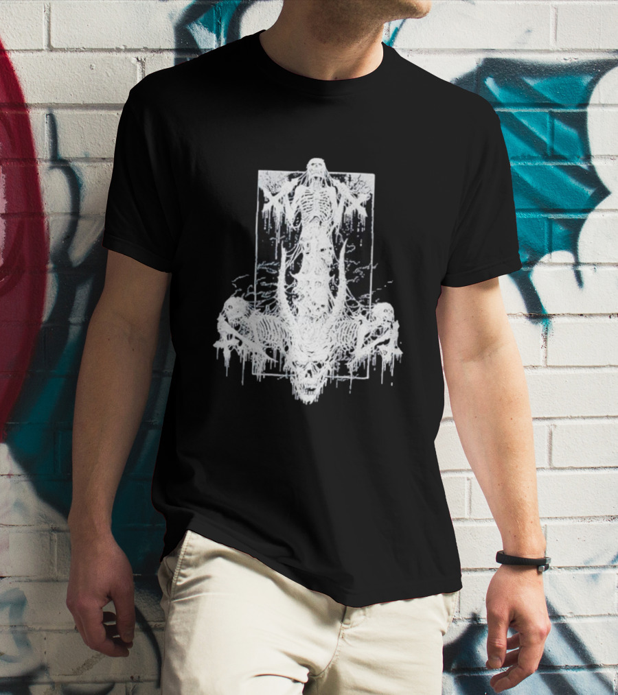 Riddickart X Spencer’s Black Unholy Skeleton Dripping Gothic T-Shirt