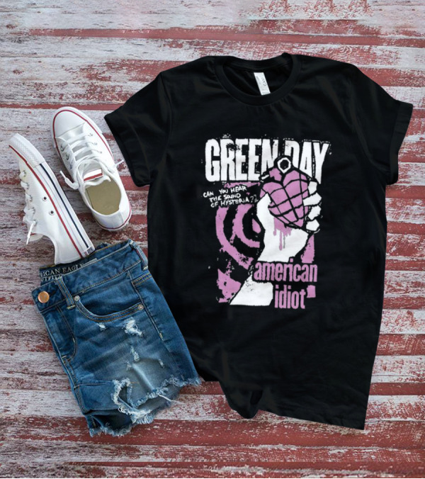 Green Day Can You Hear The Sound Of Hysteria American Idiot Pink Hand Grenade T-Shirt