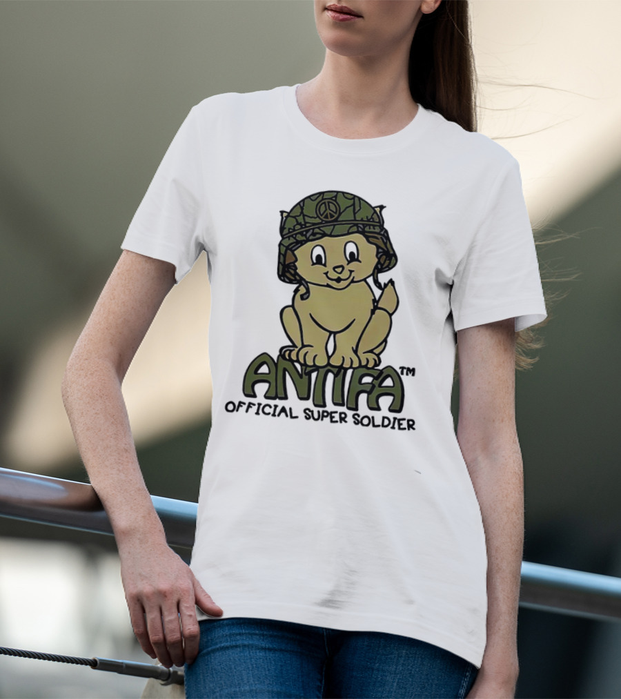 Antifa Super Soldier Peace Helmet Kitten T-Shirt