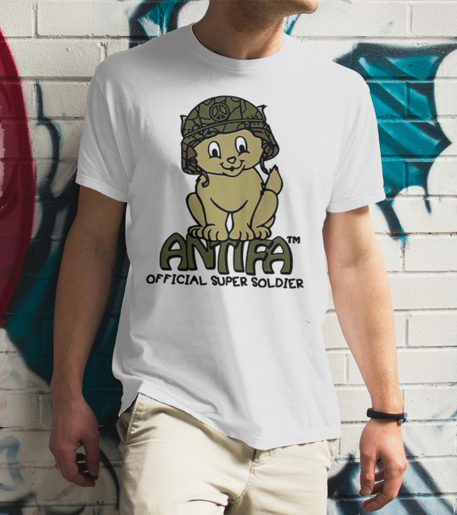 Antifa Super Soldier Peace Helmet Kitten T-Shirt