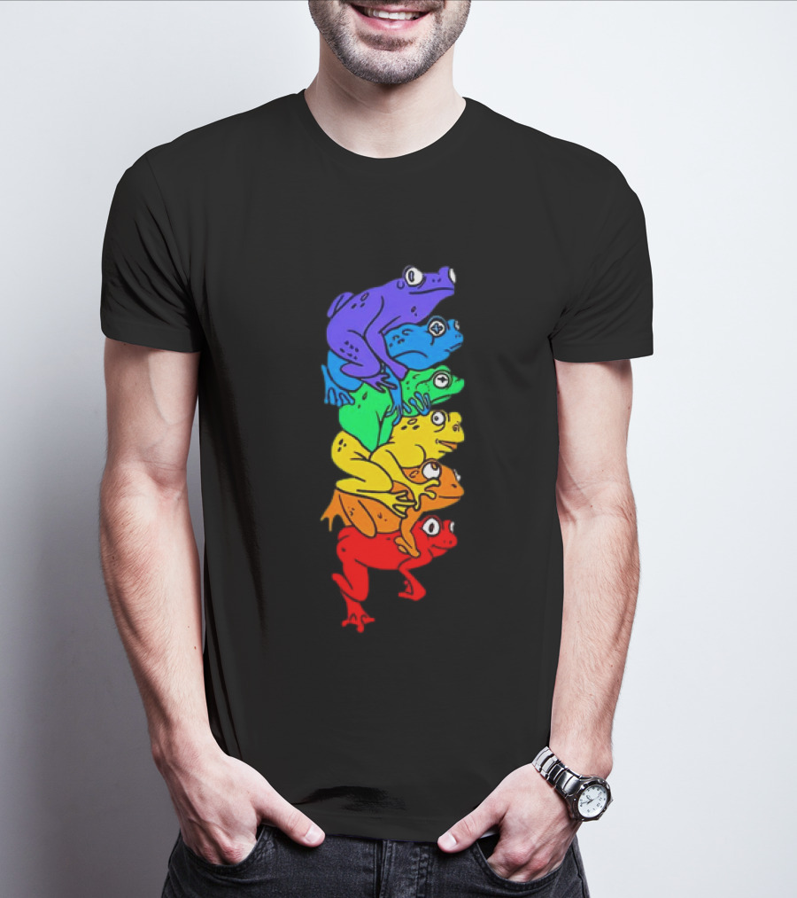Rainbow Gay Frog Stack T-Shirt