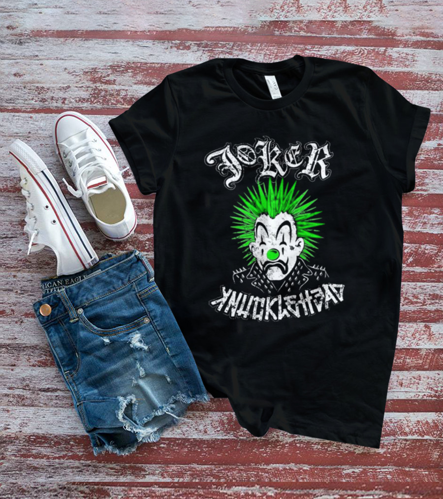 Joker Knucklehead Punk Clown Green Mohawk T-Shirt