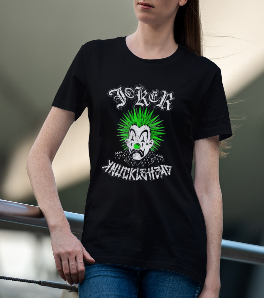 Joker Knucklehead Punk Clown Green Mohawk T-Shirt