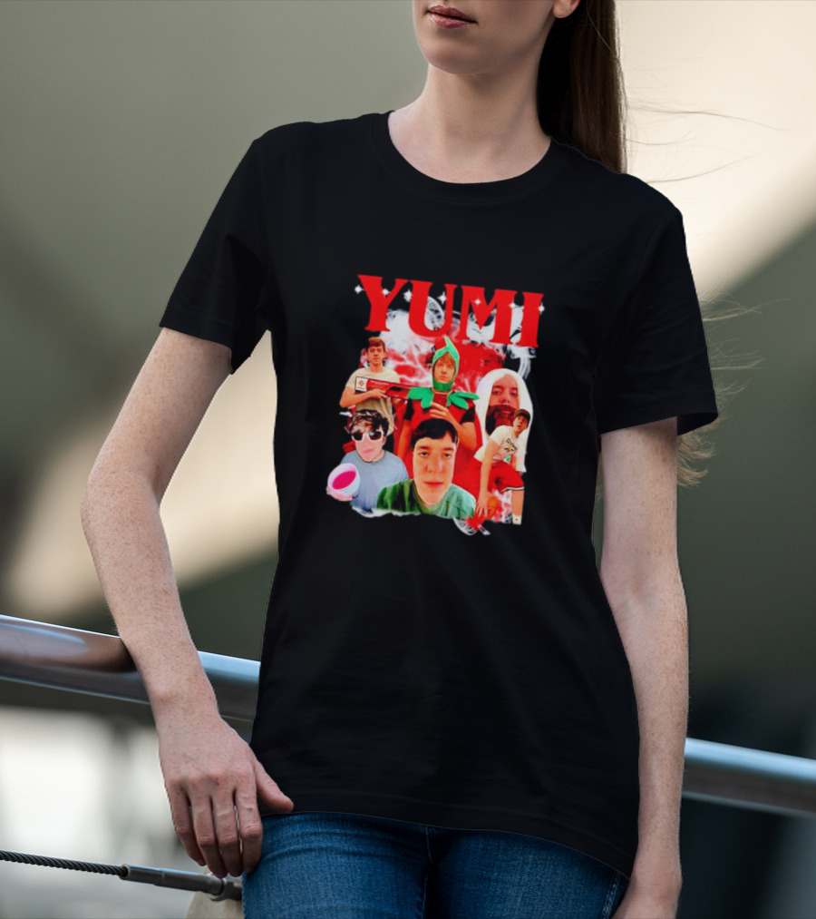 Yumimainn Yumi Red Text Collage With Characters T-Shirt