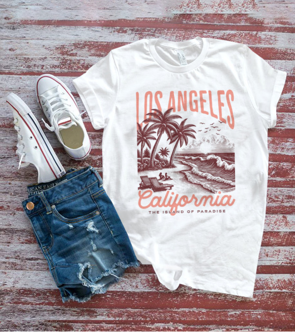 Los Angeles California The Island Of Paradise Vintage Beach T-Shirt