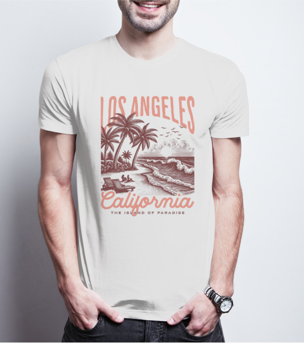 Los Angeles California The Island Of Paradise Vintage Beach T-Shirt