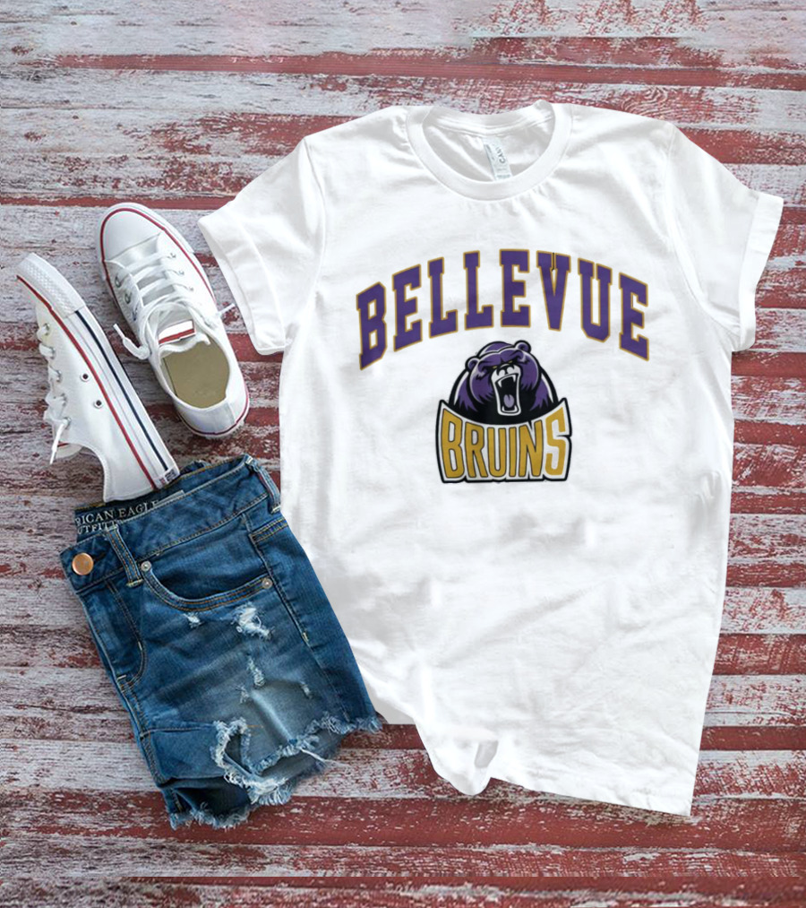 Bellevue University Bruins Roaring Bear Purple And Gold T-Shirt