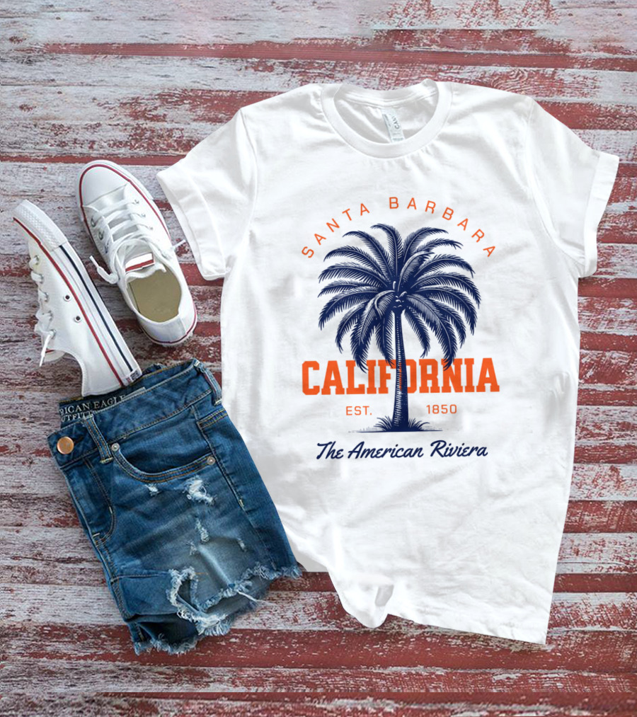Santa Barbara California EST 1850 The American Riviera Palm Tree T-Shirt