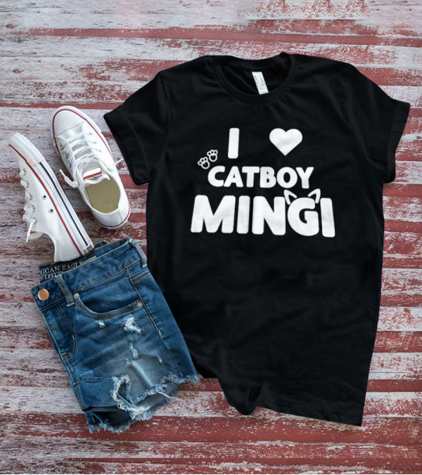 I Love Catboy Mingi Cat Ears And Paw Prints T-Shirt