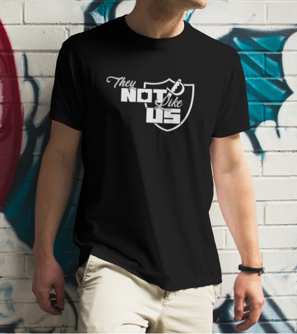 They Not Like Us Shield Logo Las Vegas Raiders T-Shirt