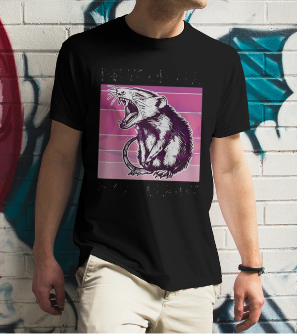 First Of All I’m A Delight Sarcastic Possum Yawning Sketch On Pink T-Shirt