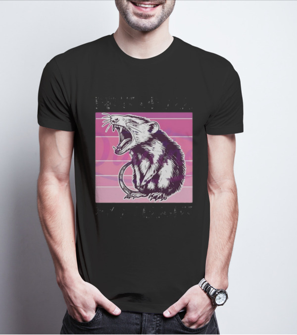 First Of All I’m A Delight Sarcastic Possum Yawning Sketch On Pink T-Shirt