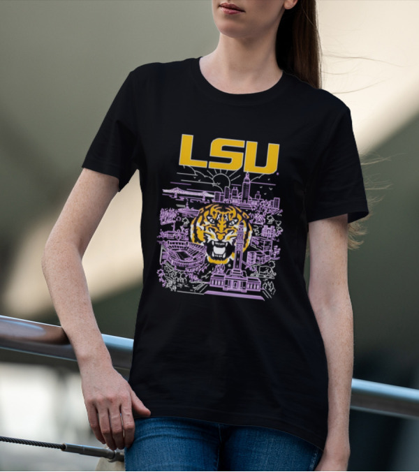 LSU Tigers City Skyline Baton Rouge Tiger T-Shirt