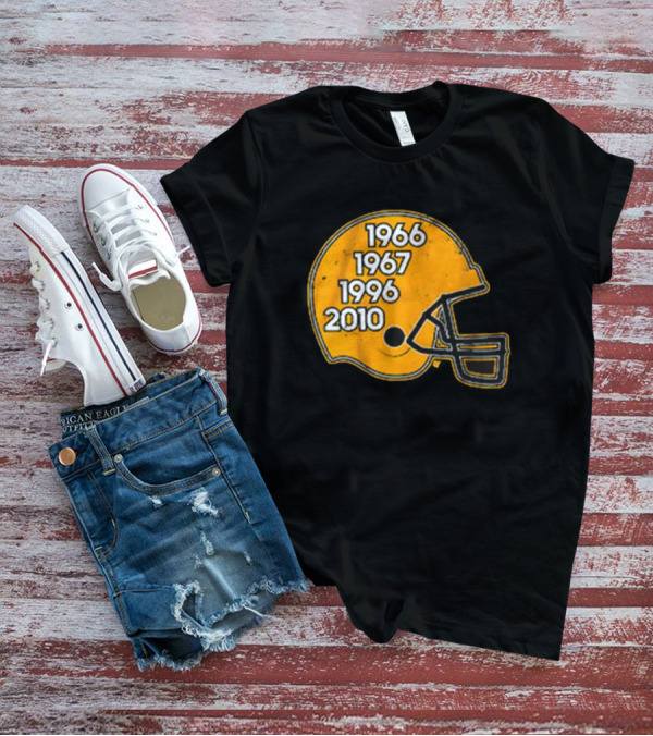 Green Bay Glory Years Helmet 1966 1967 1996 2010 Football T-Shirt