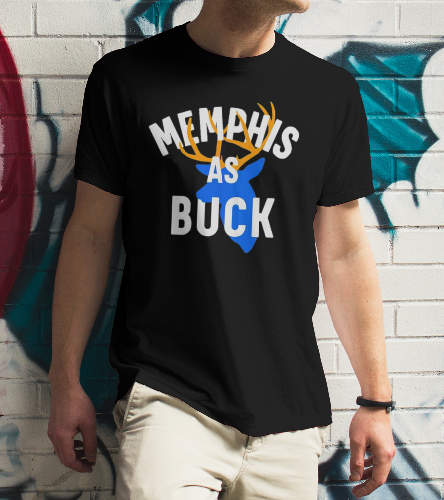 Memphis As Buck Blue Deer Head With Antlers T-Shirt