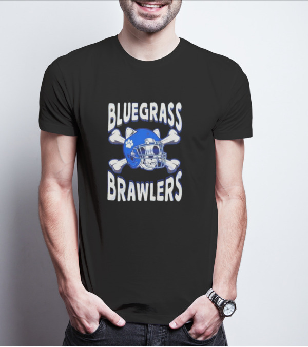 Bluegrass Brawlers Kentucky Wildcats Blue Skeleton Helmet With Bones T-Shirt