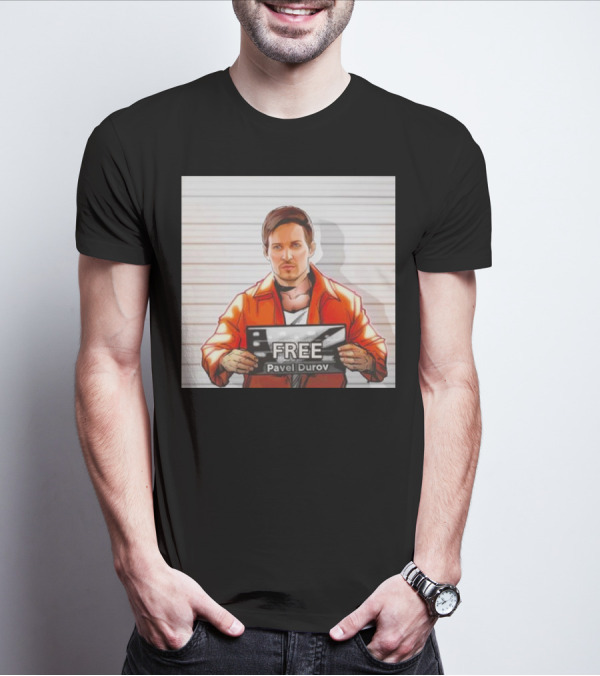 Free Pavel Durov Mugshot Cartoon T-Shirt