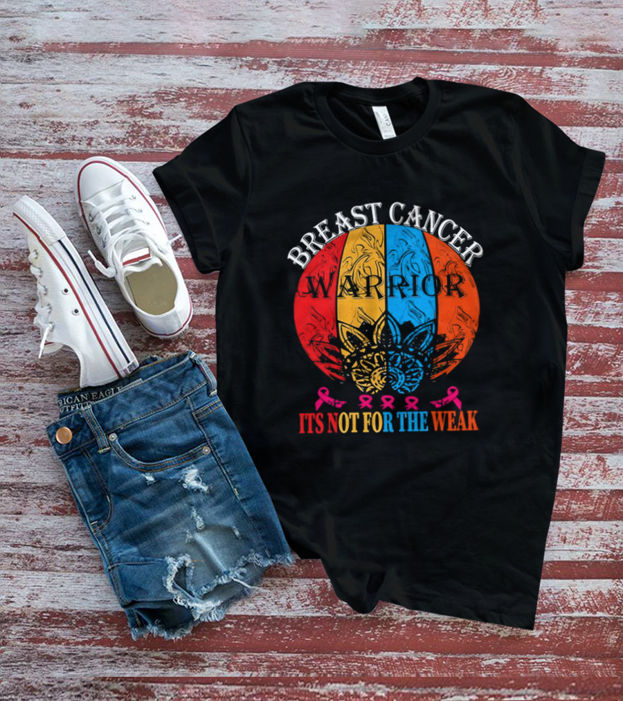 Breast Cancer Warrior Not For The Weak Ribbon Mandala T-Shirt