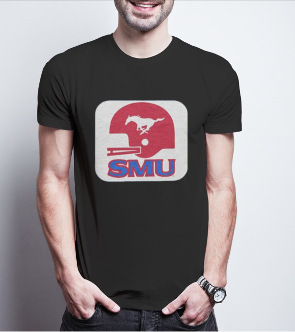 SMU Mustangs Football Red Helmet T-Shirt