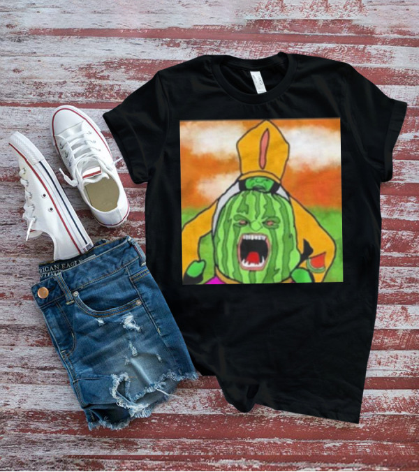 Angry Watermelon Priest In Colorful Robes T-Shirt