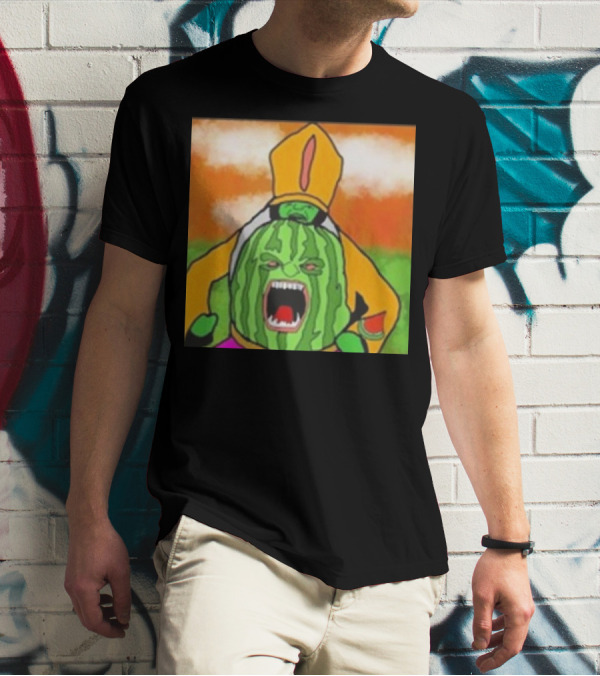 Angry Watermelon Priest In Colorful Robes T-Shirt