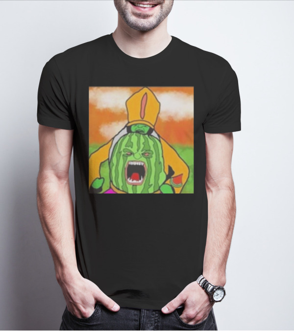 Angry Watermelon Priest In Colorful Robes T-Shirt