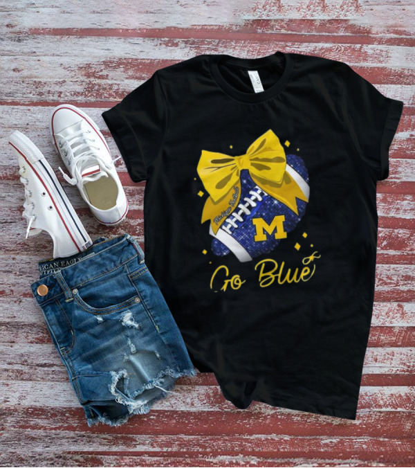 Michigan Wolverines Football Go Blue Bow Girl Michigan Proud T-Shirt