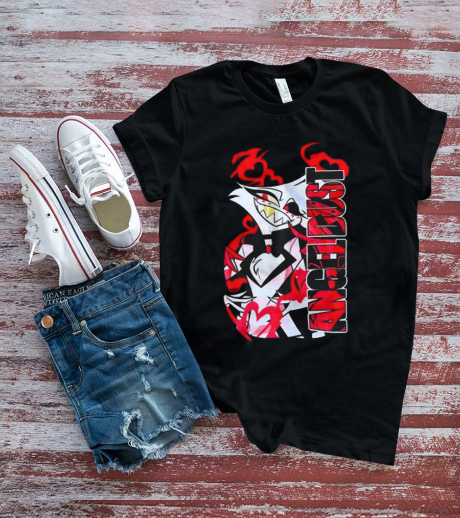 Hazbin Hotel Angel Dust Character With Red Flames T-Shirt