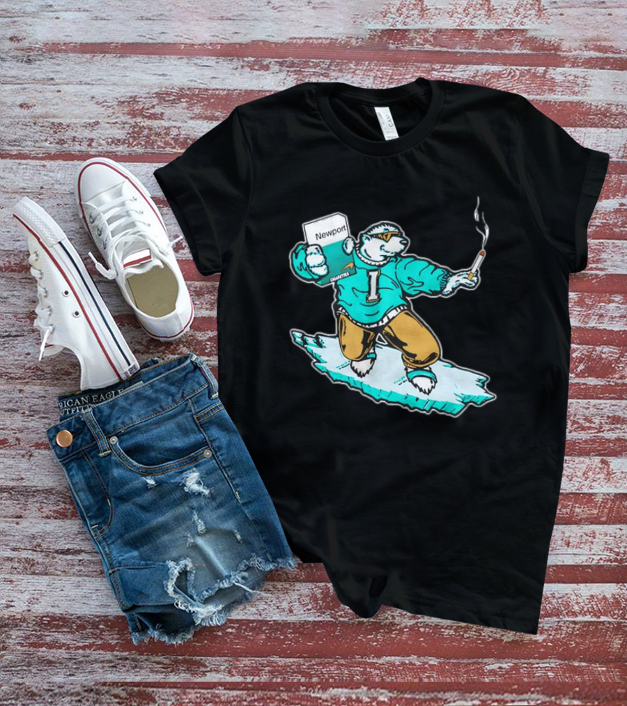 Newport Cigarettes Icee Bear Smoking Hockey T-Shirt