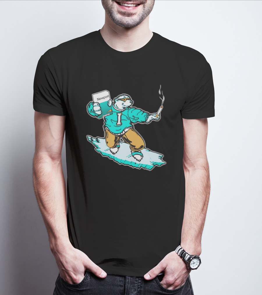 Newport Cigarettes Icee Bear Smoking Hockey T-Shirt