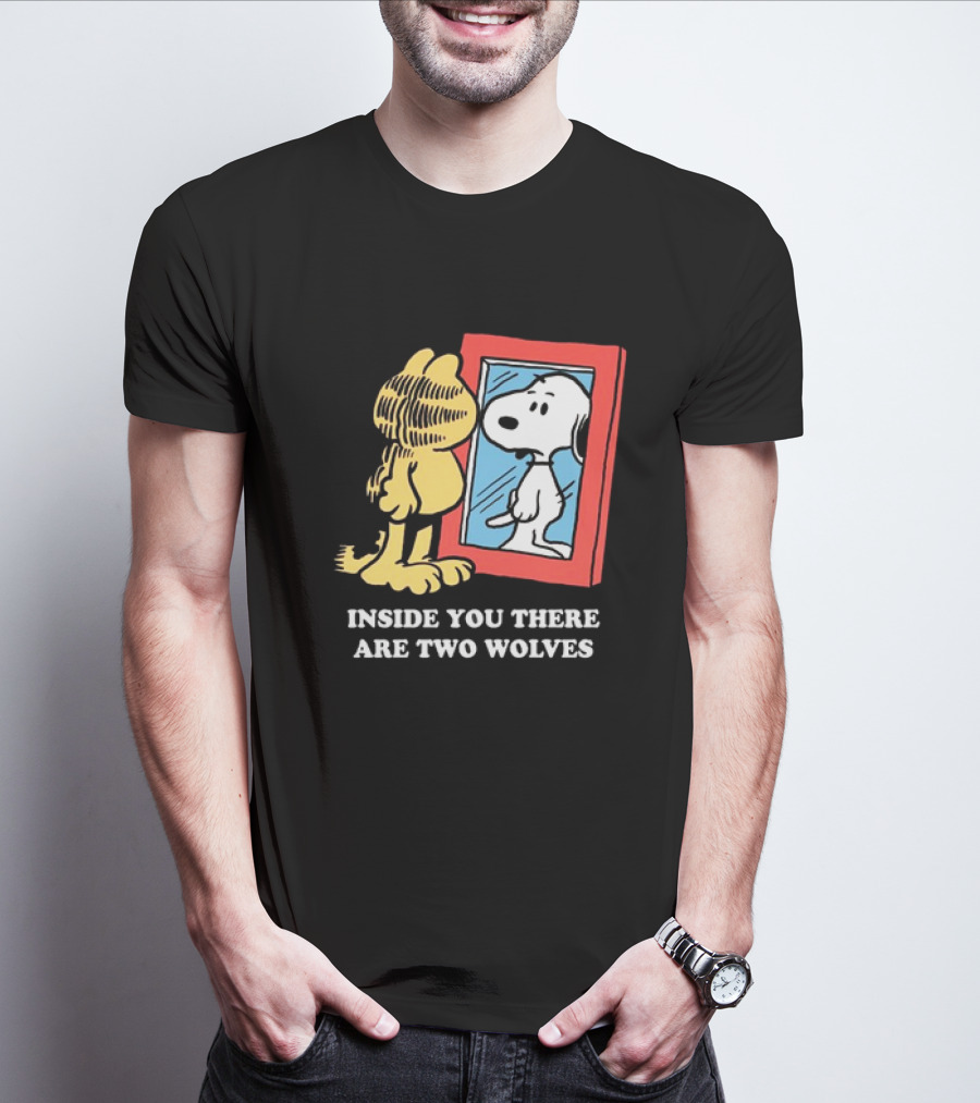 Garfield Inside You There Are Two Wolves Snoopy Reflection T-Shirt