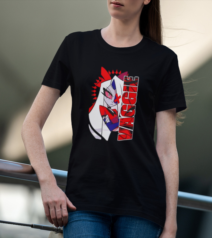 Hozier Hazbin Hotel Vaggie Character Red And White T-Shirt