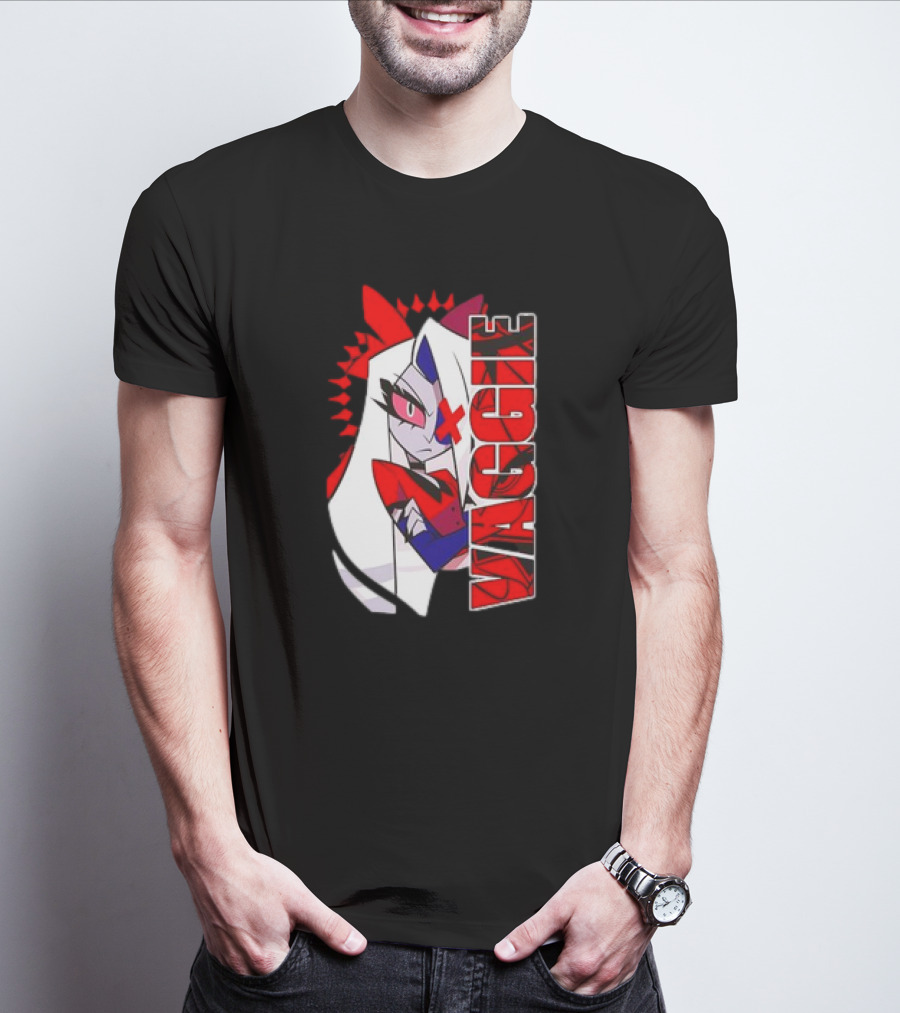 Hozier Hazbin Hotel Vaggie Character Red And White T-Shirt